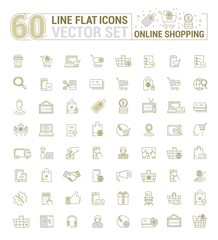 Fototapeta na wymiar Vector graphic set. Icons in flat, contour,thin, minimal and linear design.Online shopping. Internet shop.Order,purchase, payment.Simple isolated icons.Concept of web site and app.Sign,symbol,element.