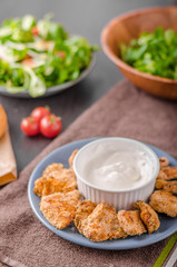 Delish chicken popcorn with garlic dip