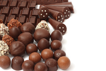 chocolate candies sweets isolated on white background