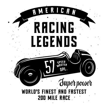 Racing Car T-shirt Graphics. Speed Racer Graphic Tee. American Car Race Vintage Poster