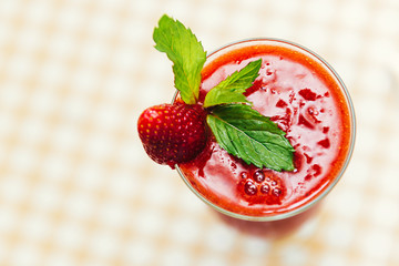 Strawberry fresh cocktail in high glass
