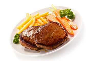 Roast steaks with french fries