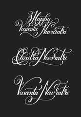 set of Happy Vasanta Navaratri hand written lettering inscriptio