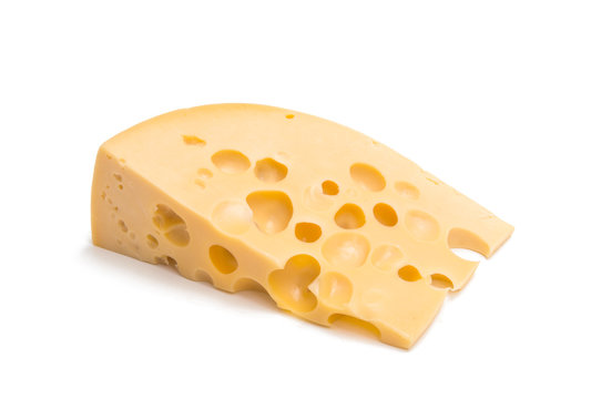 A piece of cheese isolated