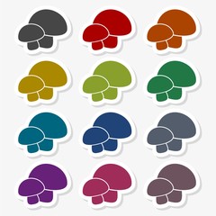 Mushrooms vector flat icons set - Illustration