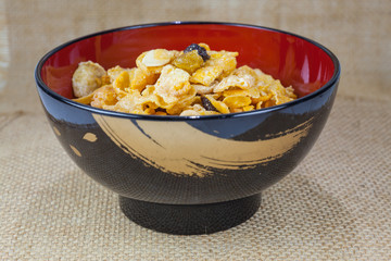 Homemade organic Caramel Cereal With Assorted Nuts.