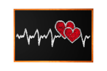 Heartbeat character and design, love heart on a chalkboard