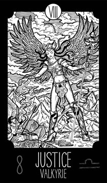 Justice. Valkyrie. Tarot card Major Arcana. See all collection in my portfolio