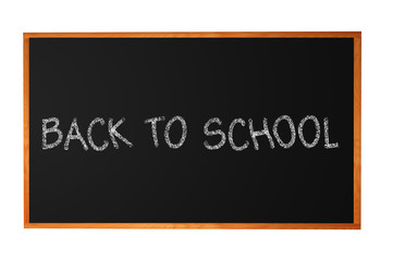 Blank blackboard with wood frame isolated on white background