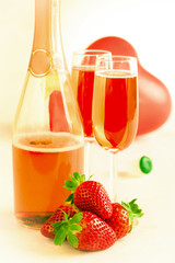 Champagne balloon and strawberries