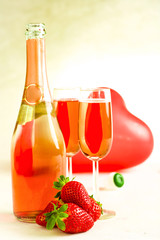 Champagne balloon and strawberries