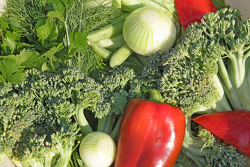 Vegetables and greens rich vitamin – background healthy food
