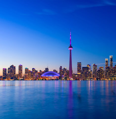 Toronto city skyline at night