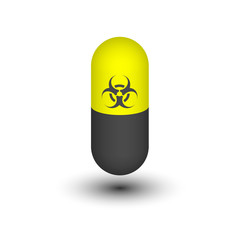 Caution. Biohazard. Pills. Vector illustration related to biological hazards.