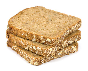 Slices of bread on a white background