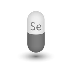 The icon of the mineral Selenium. Capsule pills 3D vector molybdenum mineral and vitamin complex. A healthy lifestyle medical and food additive. Two-color capsules. Design element.