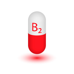 Vitamin B2. Riboflavin drop pill vitamin treatment. Vector natural medicine isolated icon. Two-tone tablet.