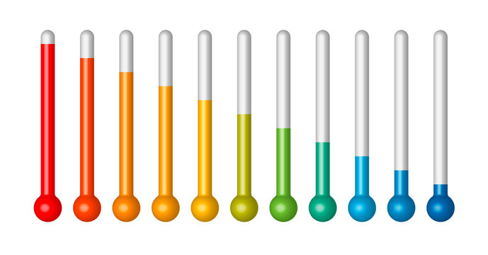 rising thermometer, thermograph set. vector elements. temperature, climate concepts. Design elements. EPS10.