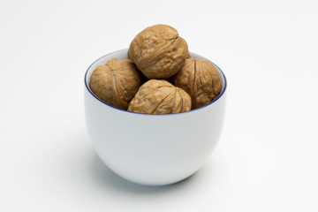 Walnut on white backgound