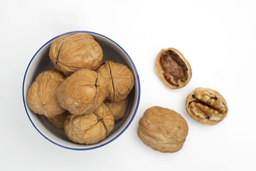 Walnut on white backgound