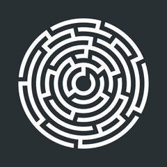 Circle maze icon. Vector illustration.