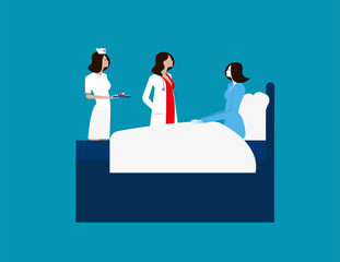 Doctor women healthcare hospital workers. Concept medical vector illustration, Character cartoon of medical flat