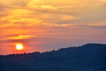 Fiery orange sunset sky. Beautiful sky.