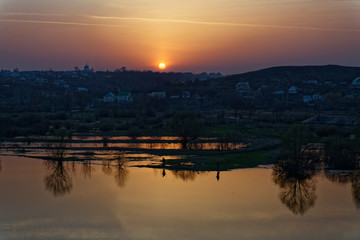 Spring crimson sunset.