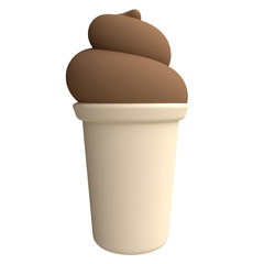 Stylized funny cartoon ice cream. Children clay, plastic or soft toy. 3d illustration.
