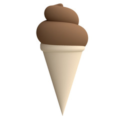 Stylized funny cartoon ice cream. Children clay, plastic or soft toy. 3d illustration.