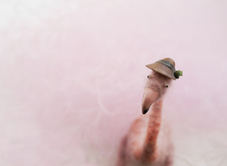 Pink Flamingo handmade. Minimalistic background with pink flamingos. An unusual background for text.