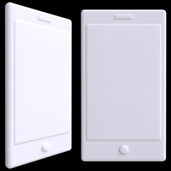 Stylized funny cartoon mobile phone. Children clay, plastic or soft toy. 3d illustration.