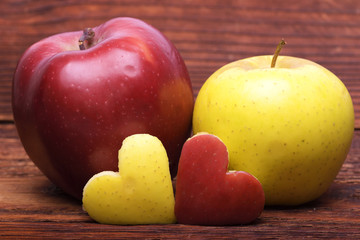 Two apples with heart