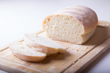 Wheat homemade fresh bread, selective focus