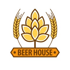 Beer house drink label flat design art pattern on white