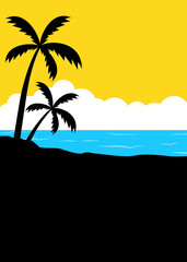 Tropical summer beach minimalist poster template