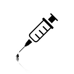 Injection syringe flat icon vector for medical apps and websites