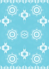 Line a wave with different shapes, and with a fine openwork mesh, on a blue background.
