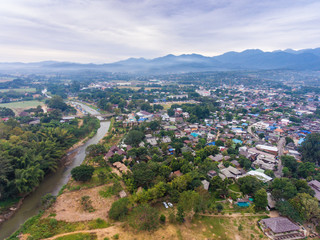 Tranquil village surrounding by mountain
