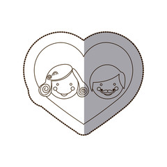 couple together inside the heart, vector illustration design