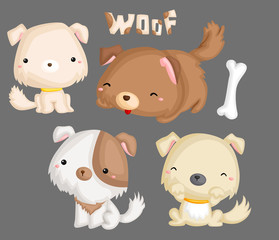 a vector set of many puppies