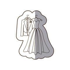 elegant jacket and dress married icon, vector illustration design
