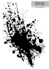 Black splash on white background, vector illustration.
