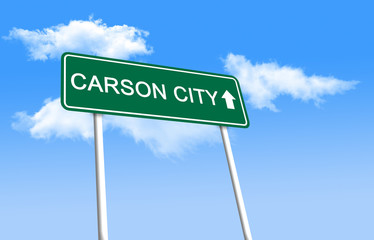 Road sign - Carson City (3D illustration)
