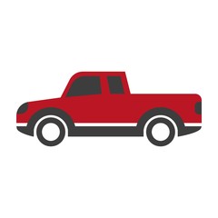 Red car pick up in cartoon style flat design isolated