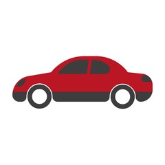 Obraz na płótnie Canvas Red passenger car sedan close-up flat art design on white