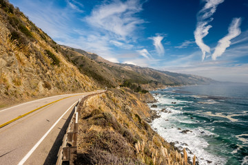Highway 1 on the pacific coast, California, USA.