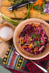 Salad of fresh blue cabbage