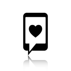 phone with hearts on the screen icon stock vector illustration flat design
