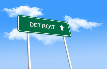 Road sign - Detroit (3D illustration)